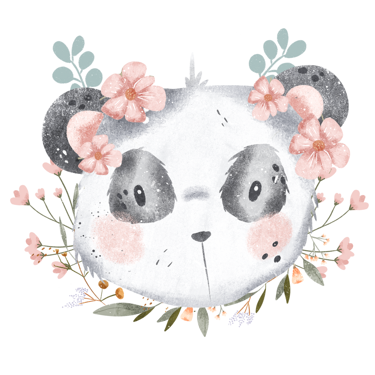Bügelbild "Floral Panda" in 6 verschiedenen Größen