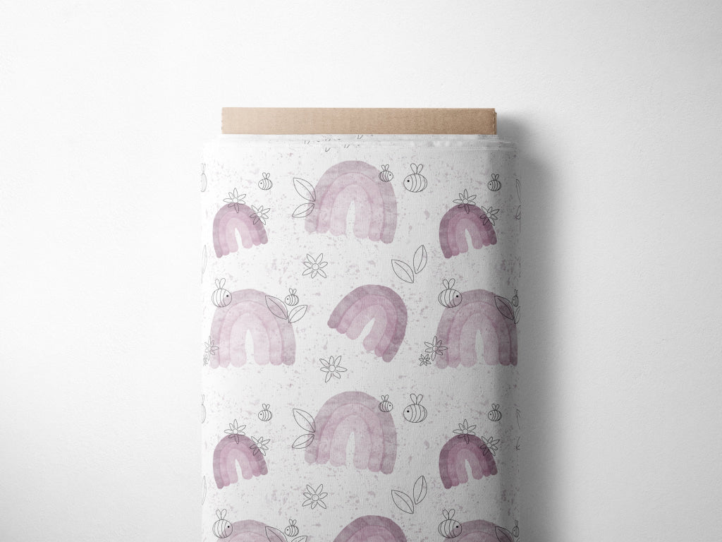 Lagerware: Bio Jersey „Bienchen und Blümchen“ exklusive Eigenproduktion Bio Jersey, 95% Baumwolle, 5% Elasthan,