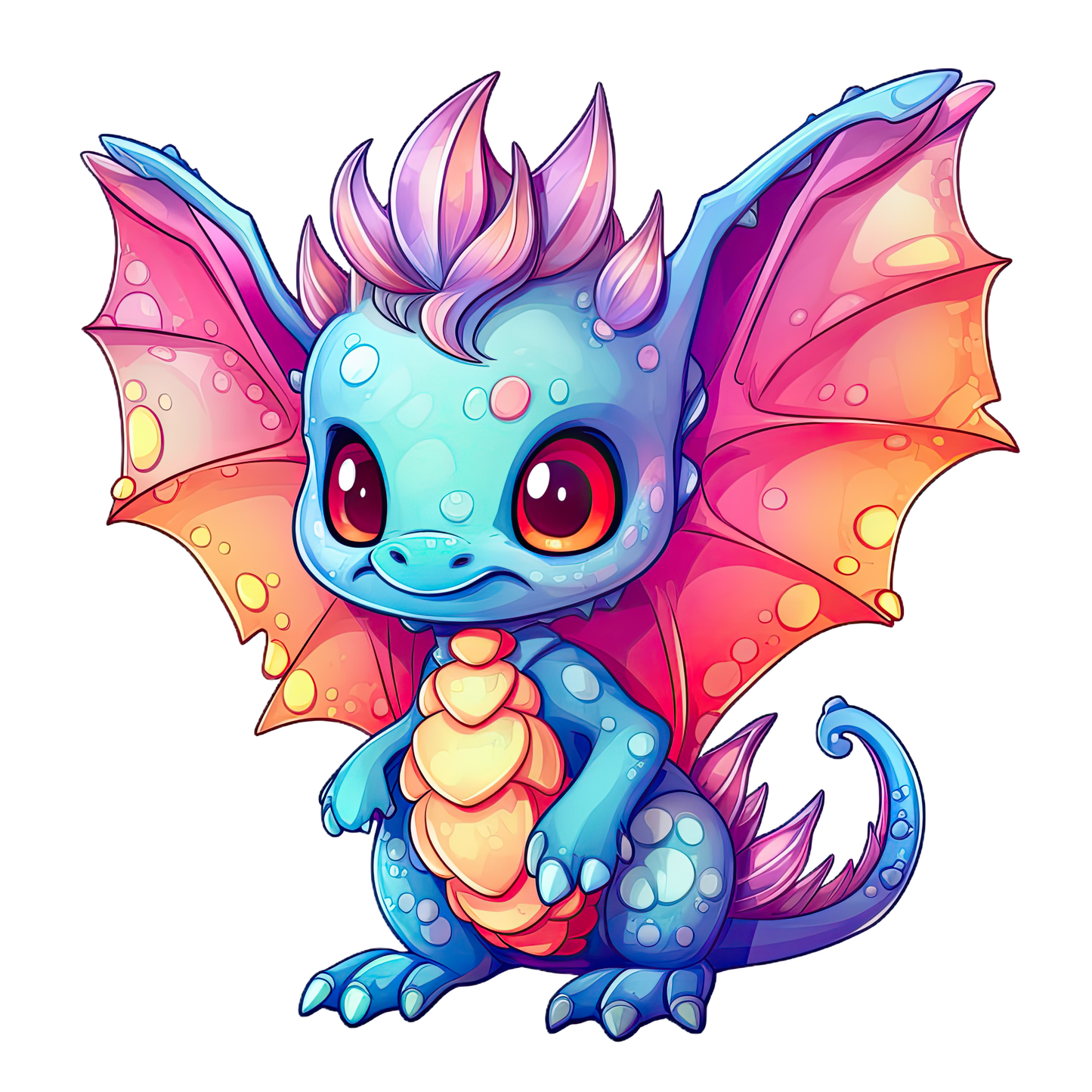 Bügelbild "Drache blau-orange" in 6 verschiedenen Größen