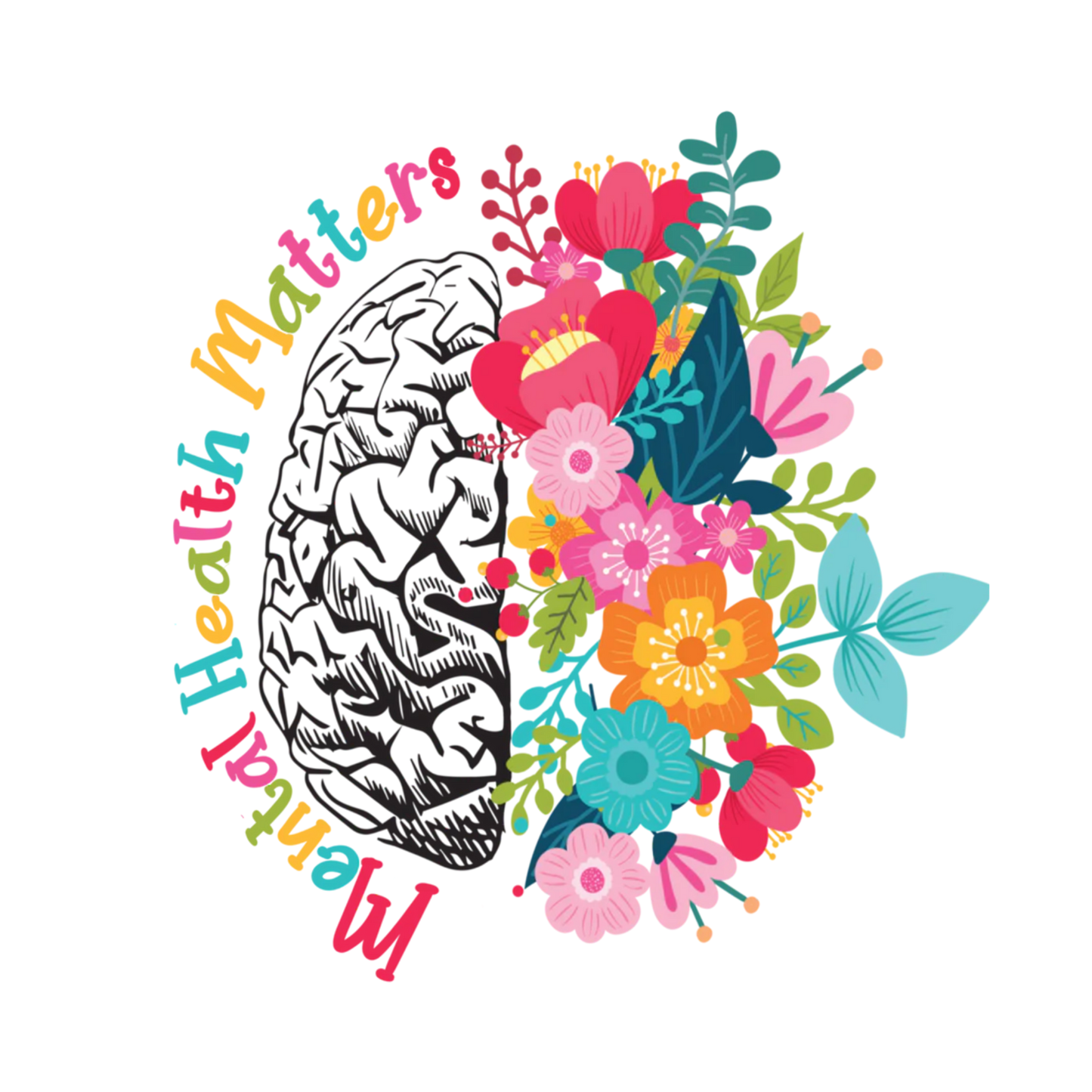 Bügelbild "Mental Health Matters" in 6 verschiedenen Größen