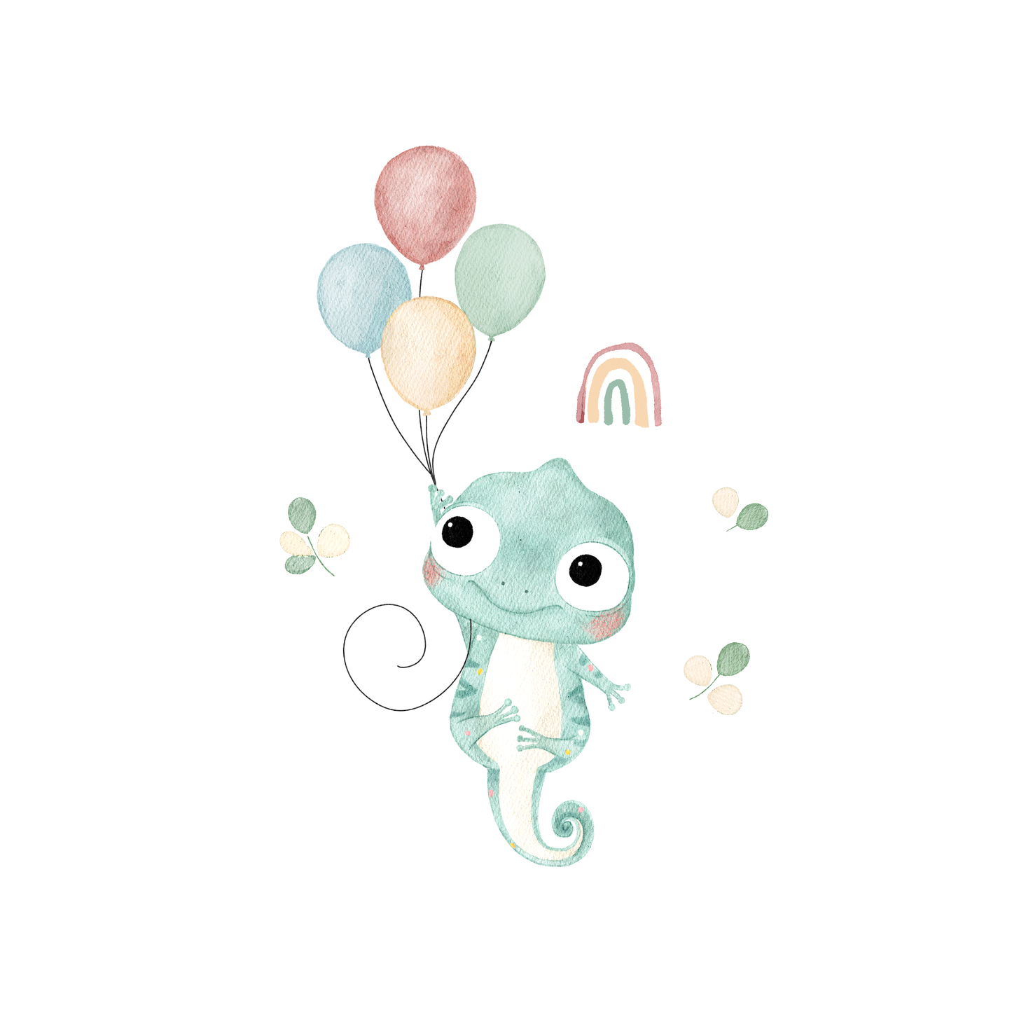 Bügelbild "Flying Chameleon" in 6 verschiedenen Größen