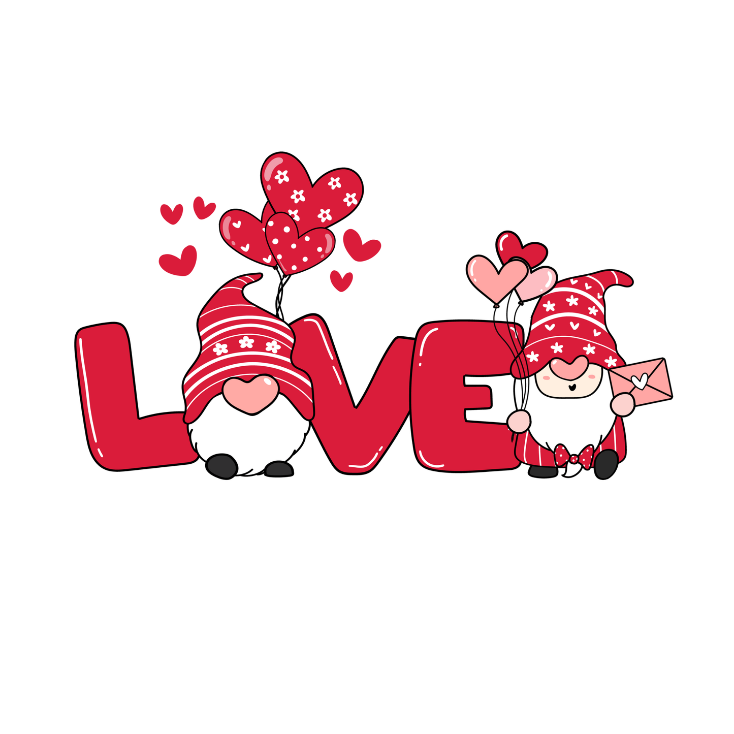 Bügelbild "Love Gnomes" in 6 verschiedenen Größen