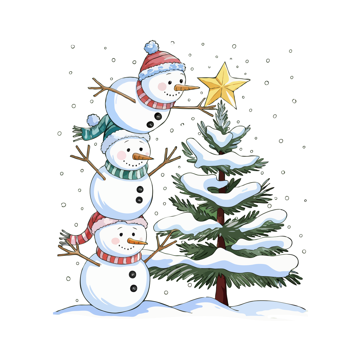 Bügelbild "Weihnachtsschneemänner" in 6 verschiedenen Größen