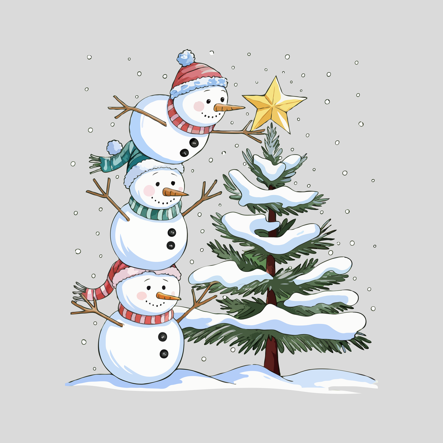 Bügelbild "Weihnachtsschneemänner" in 6 verschiedenen Größen
