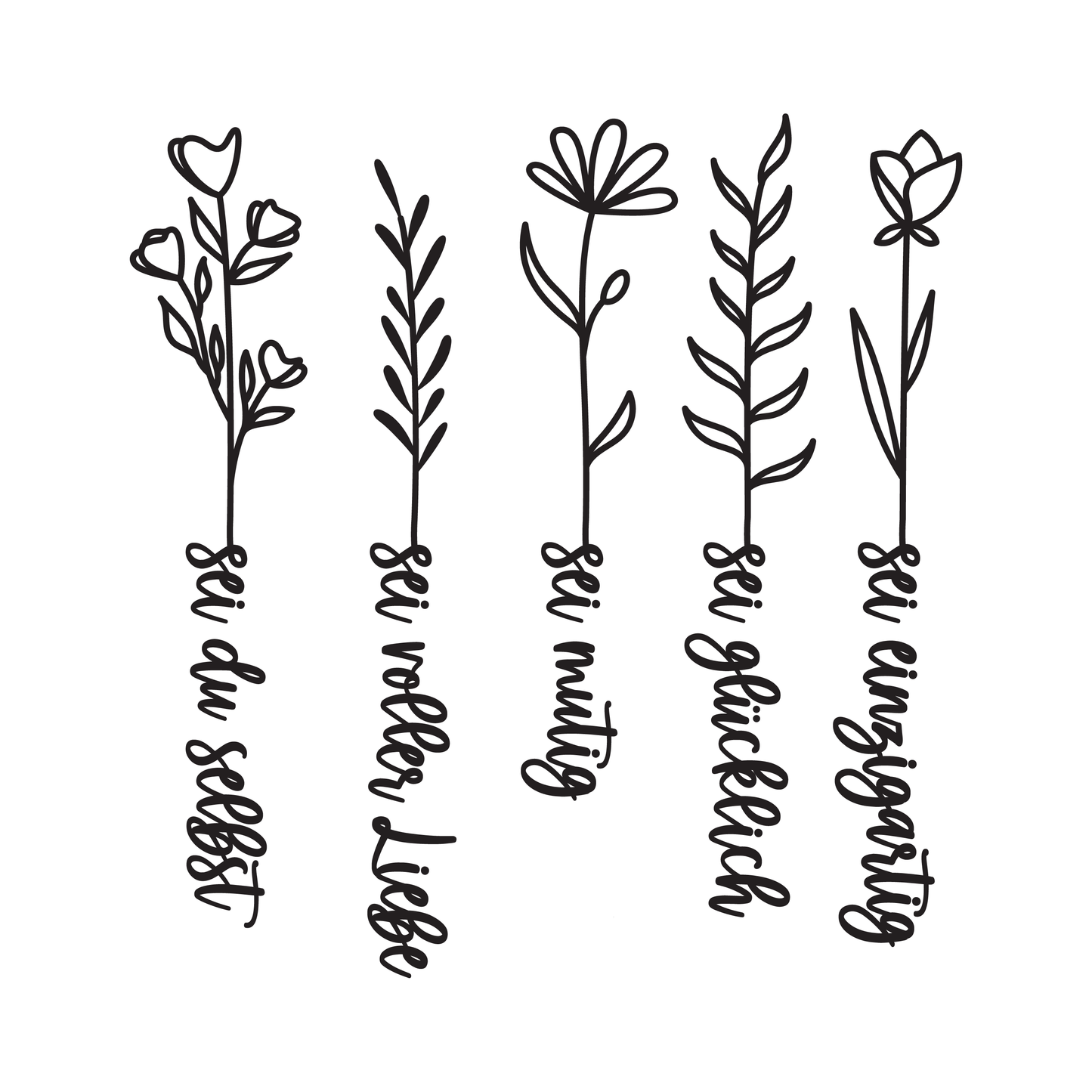 Bügelbild "Wildblumen" in 6 verschiedenen Größen