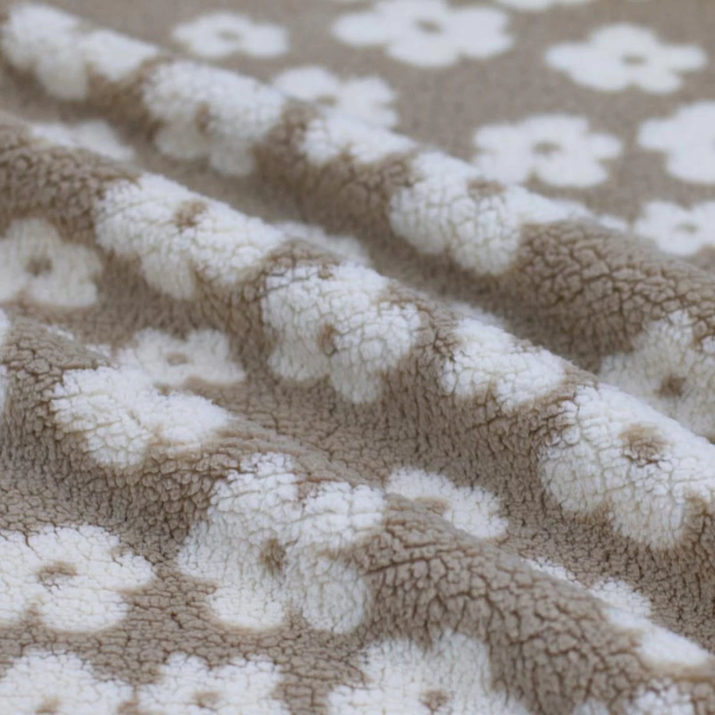 Teddystoff Blumen dunkelbeige