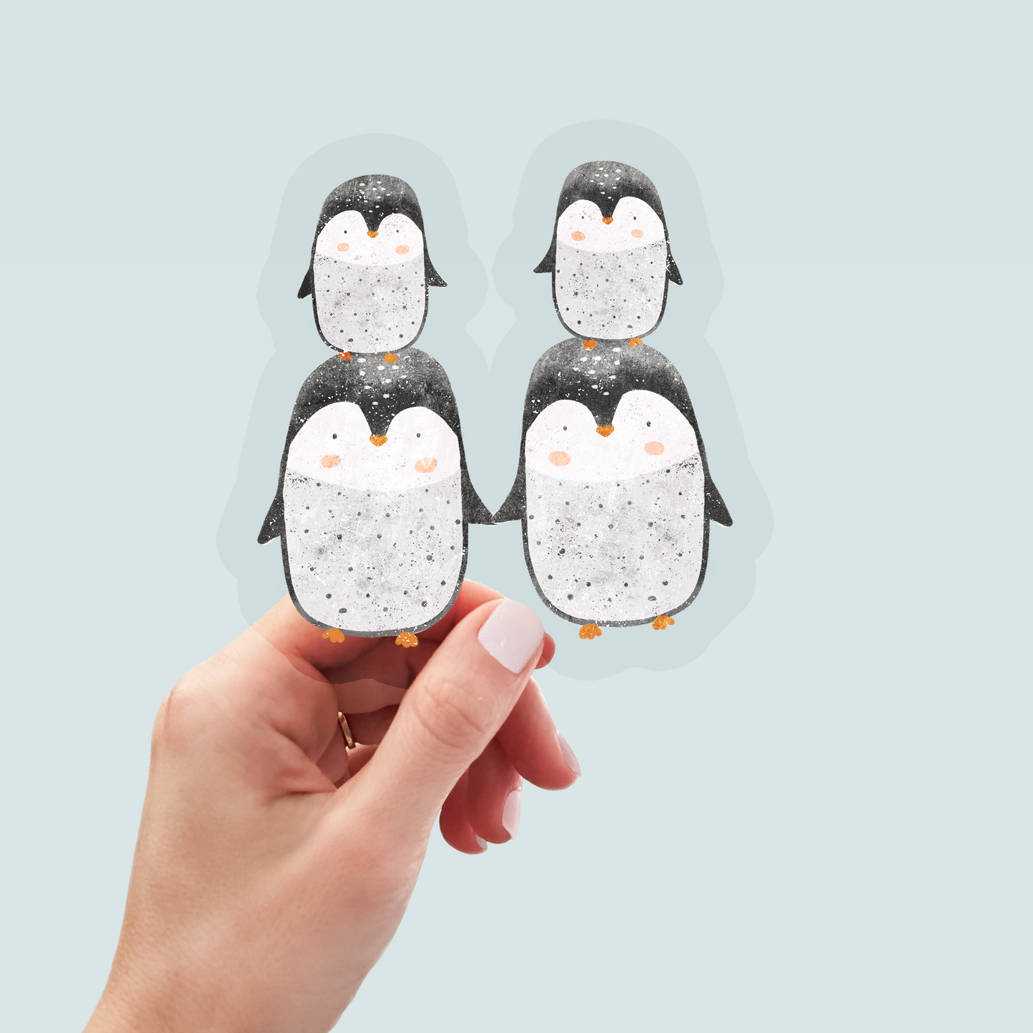 Bügelbild "4 Pinguine" in 6 verschiedenen Größen