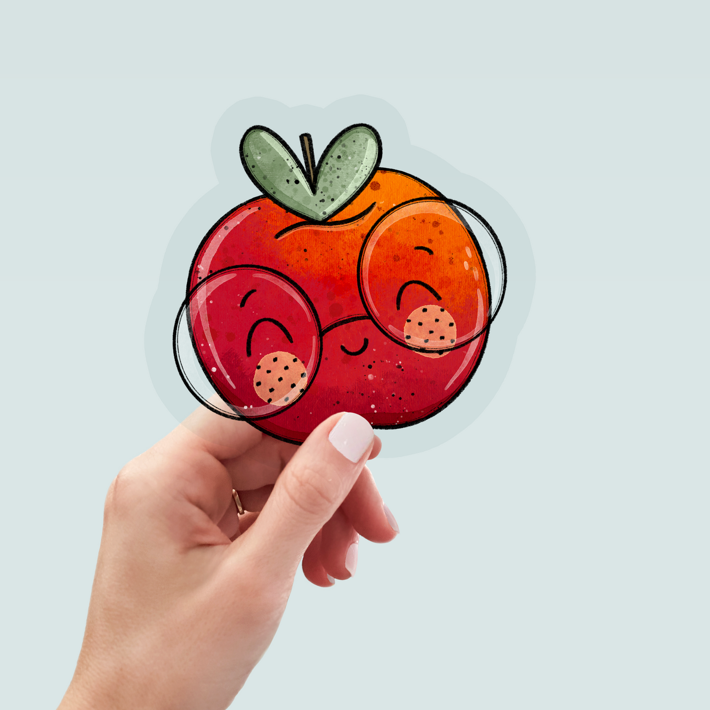 Bügelbild "Apfel rot mit Brille" in 6 verschiedenen Größen
