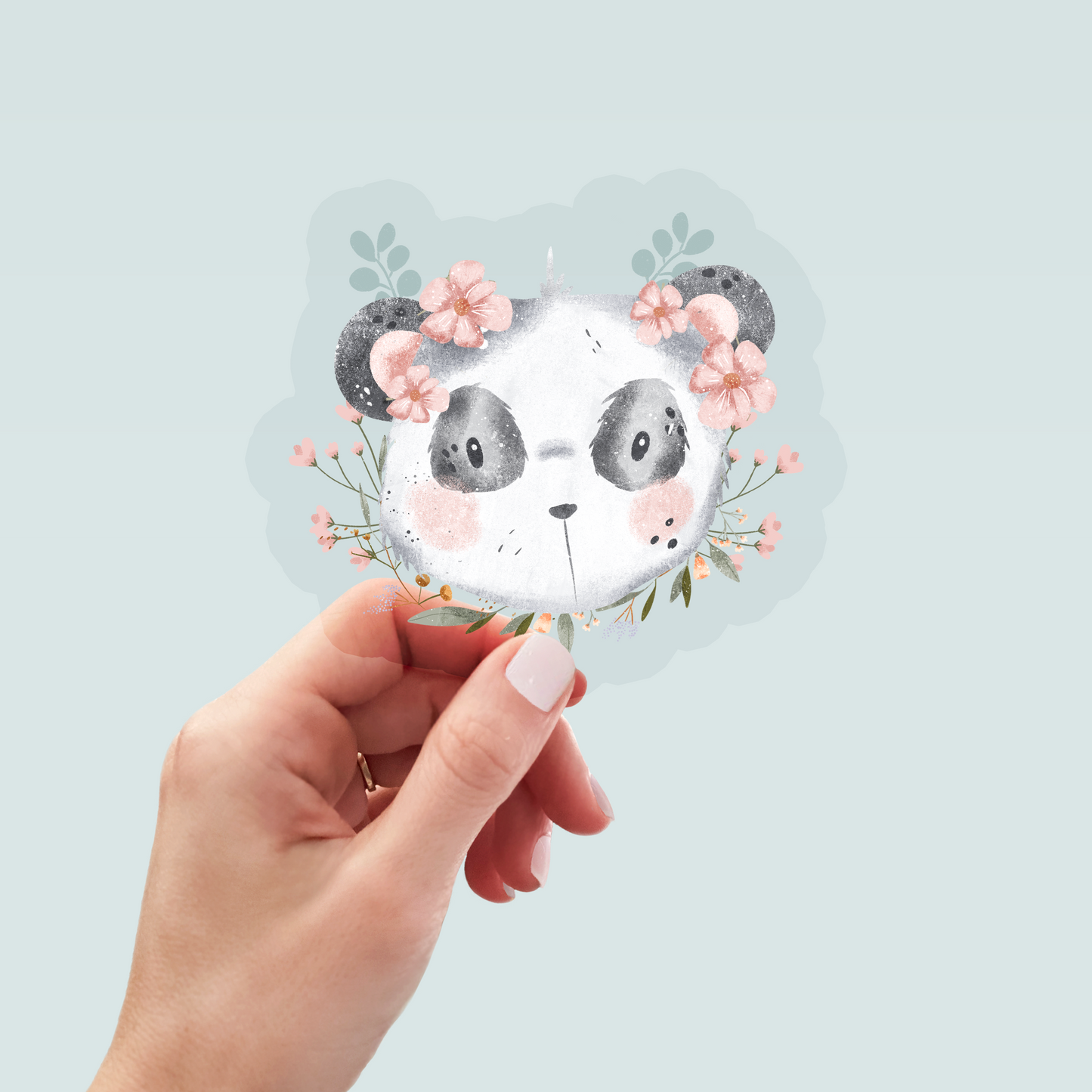 Bügelbild "Floral Panda" in 6 verschiedenen Größen