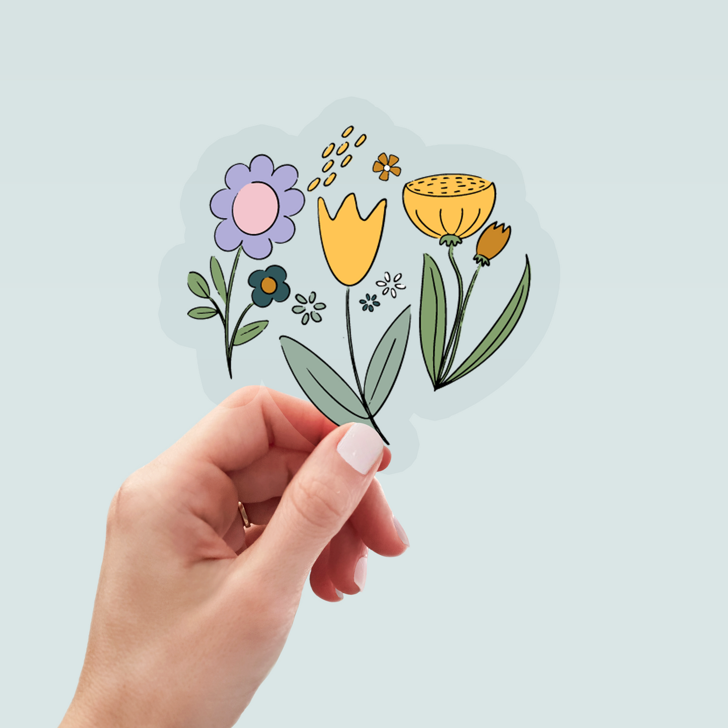 Bügelbild "Frühjahrsblumen" in 6 verschiedenen Größen
