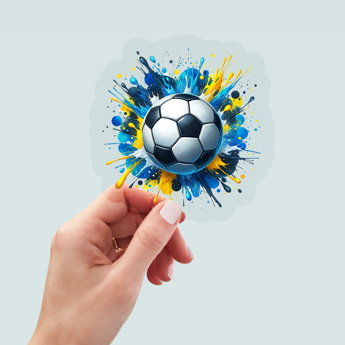 Bügelbild "Fußball blau gelb" in 6 verschiedenen Größen
