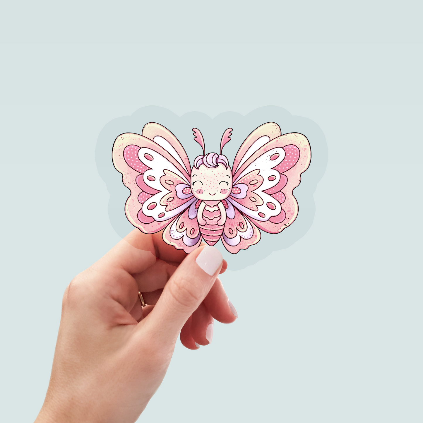 Bügelbild "Lächelnder Schmetterling pink" in 6 verschiedenen Größen