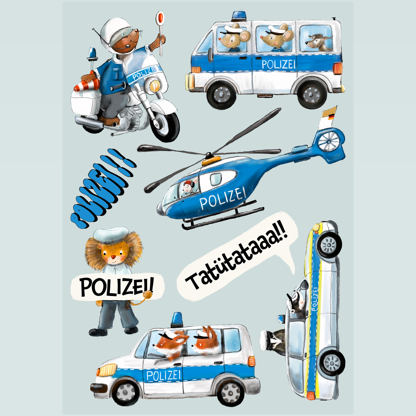 Bügelbilder-Set: "Polizeieinsatz", A5- oder A4-Bogen