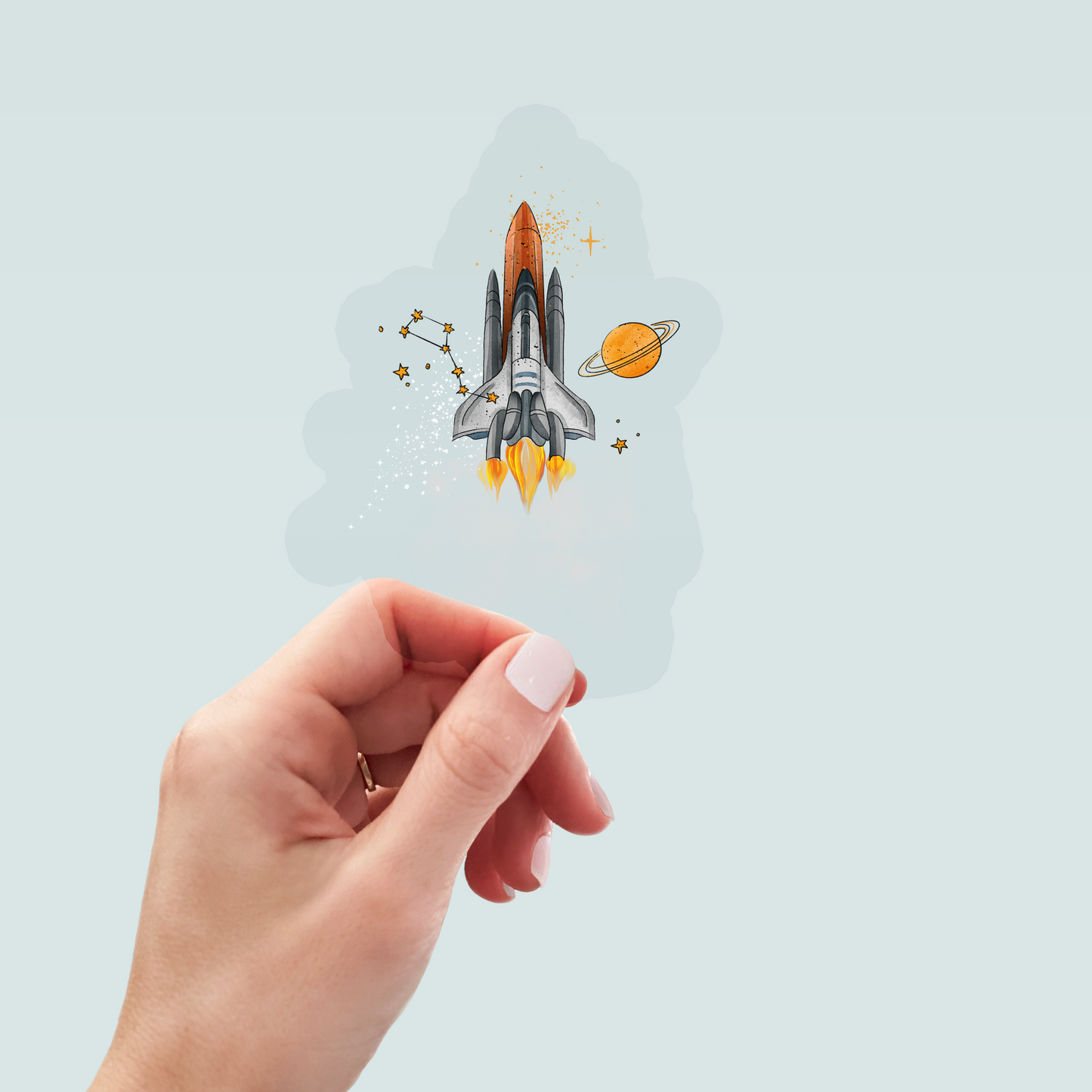 Bügelbild "Raketenstart" in 6 verschiedenen Größen