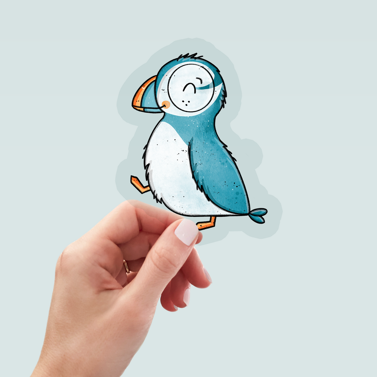 Bügelbild "Smiling Puffin mit Brille" in 6 verschiedenen Größen