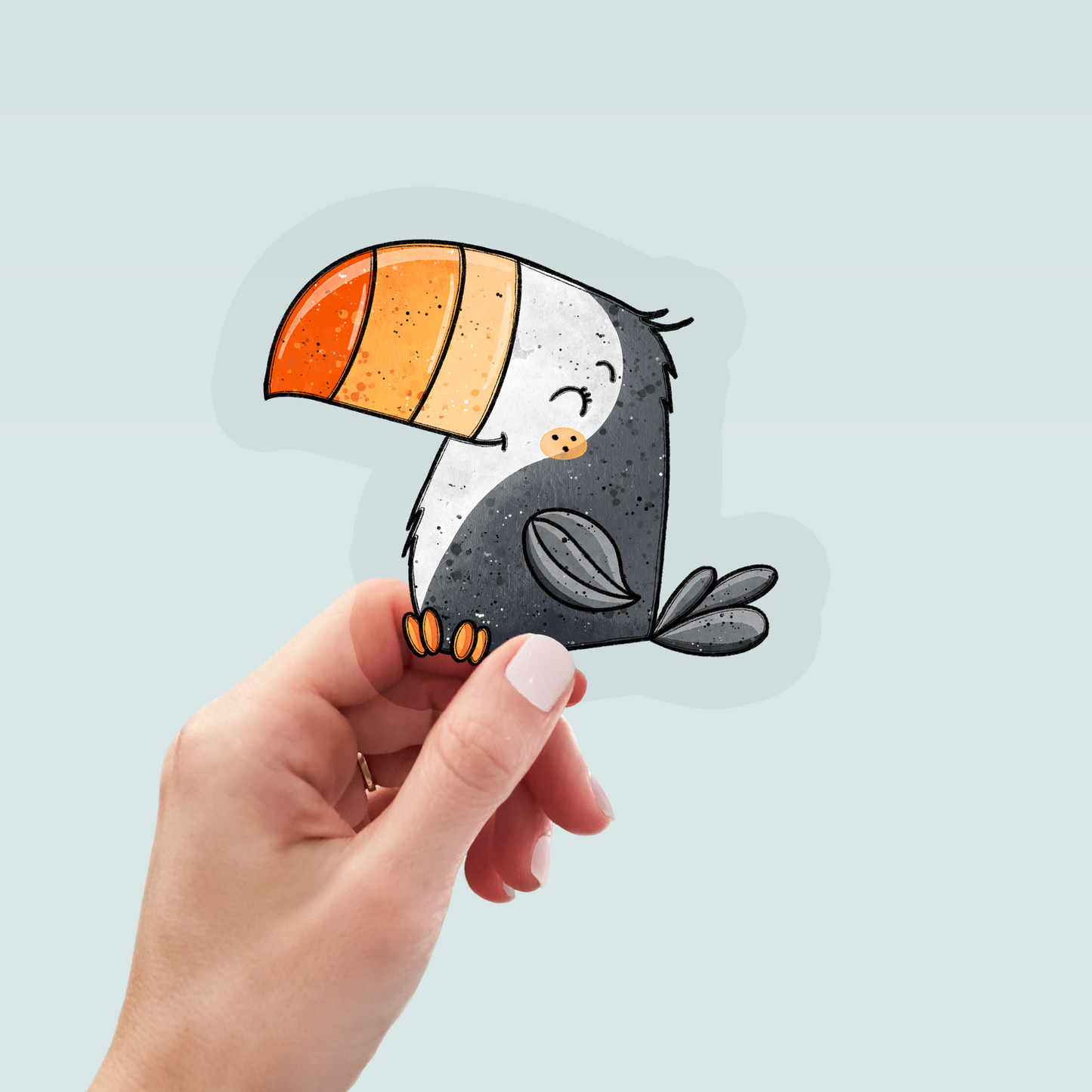 Bügelbild "Smiling Tucan grey" in 6 verschiedenen Größen