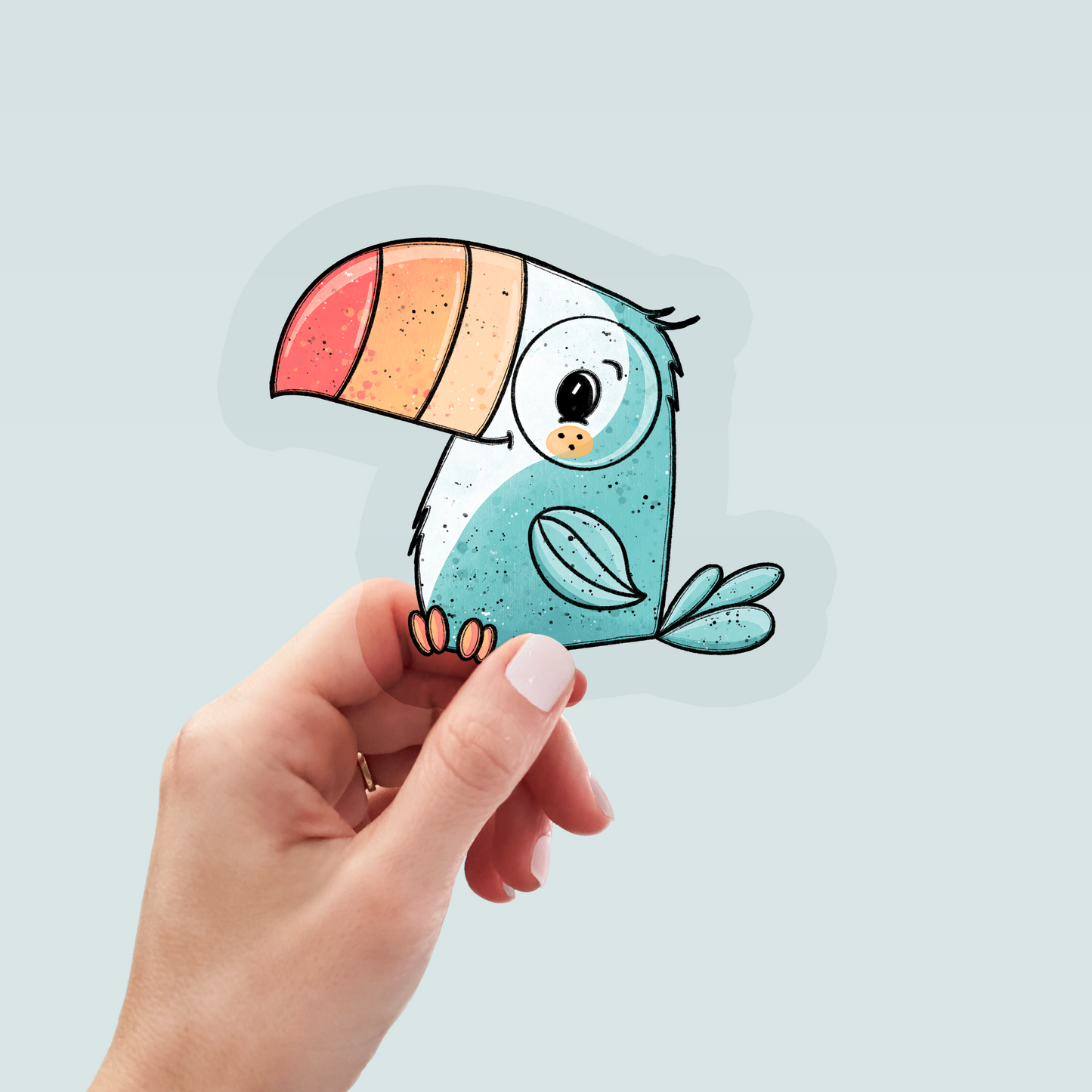 Bügelbild "Tucan mit Brille mint" in 6 verschiedenen Größen