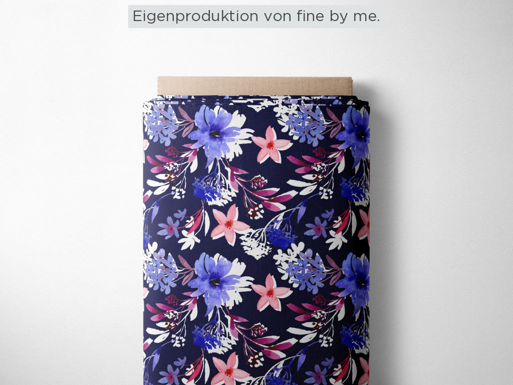 Stoffübersicht „Ice Flowers dark blue“
