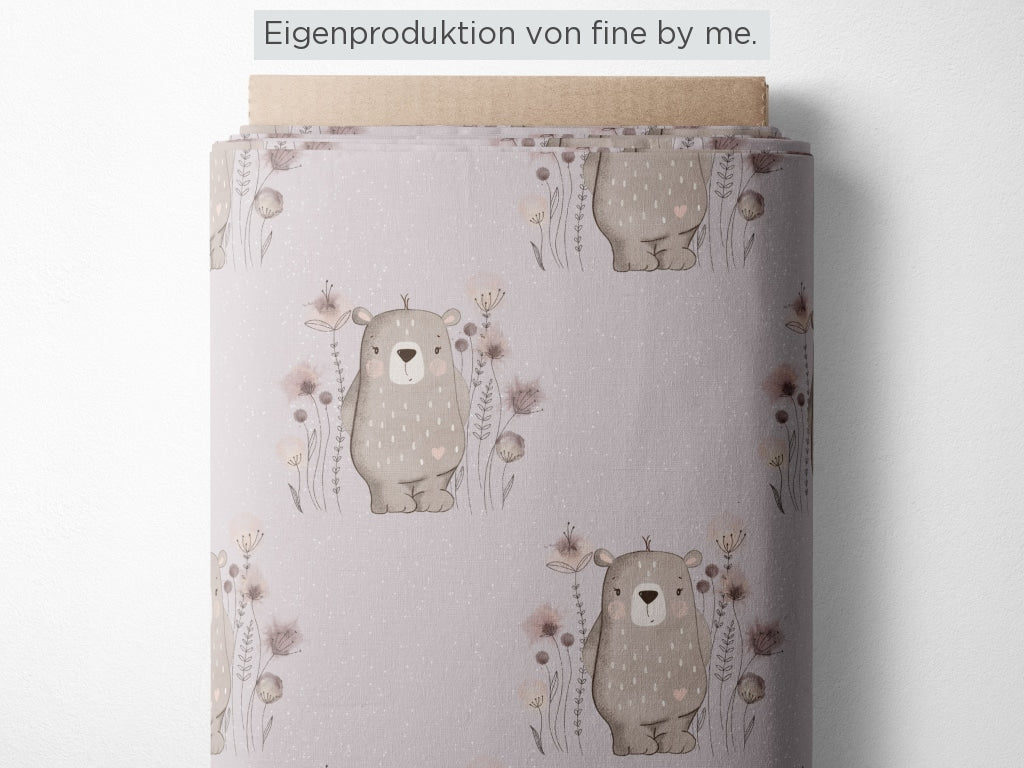 Stoffübersicht „Blumenbärchen flieder“