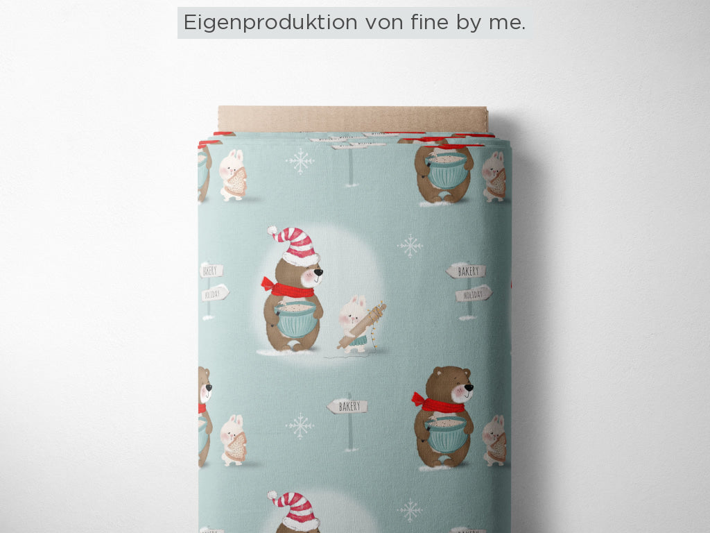 Stoffübersicht „Weihnachtsbäckerei aqua"