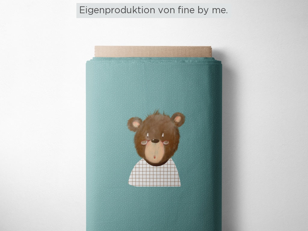 Stoffübersicht Panel „Bär Paul cyan“