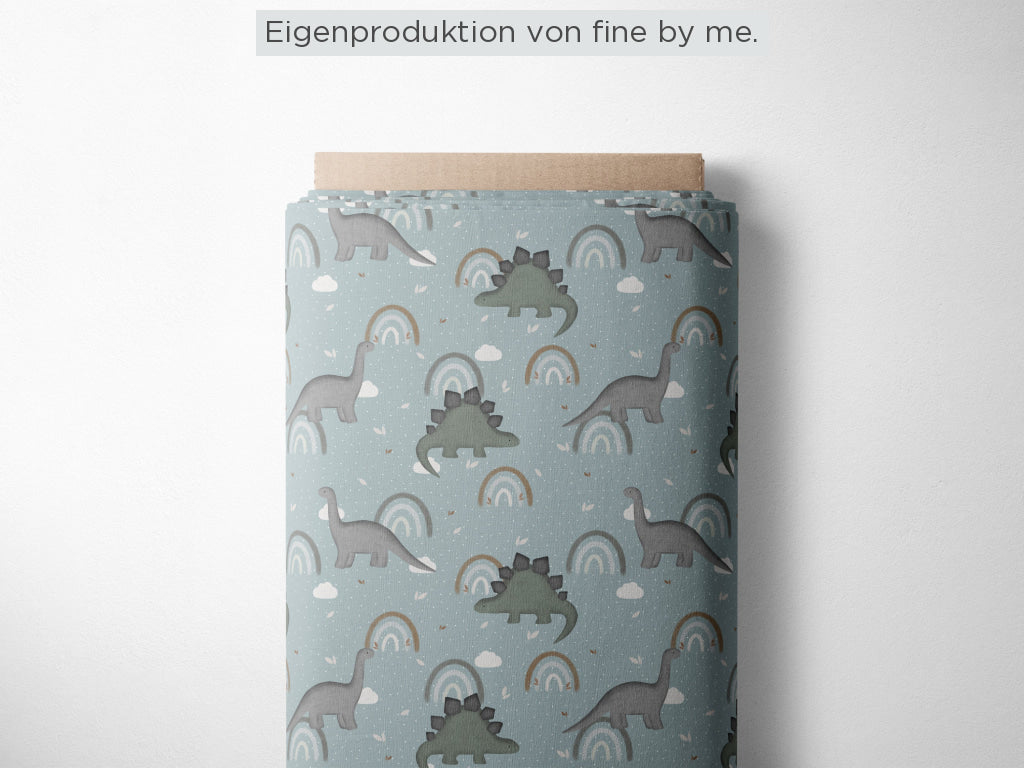 Stoffübersicht „Rainbow Dinos aqua“