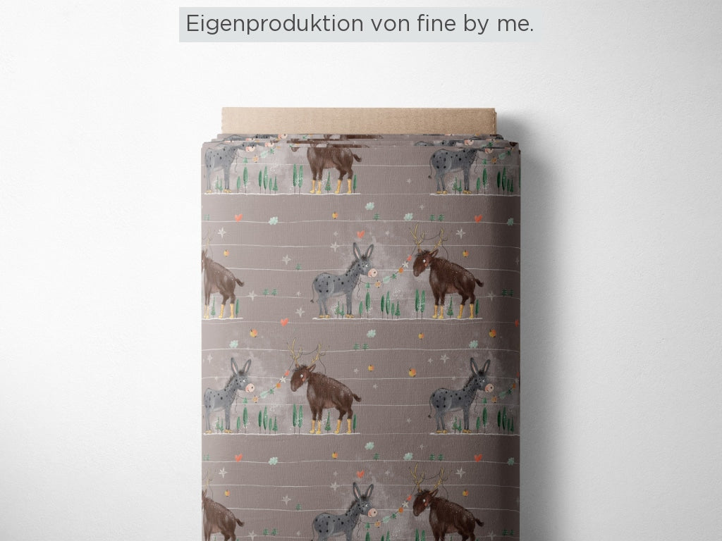 Stoffübersicht „Christmas Friends taupe“