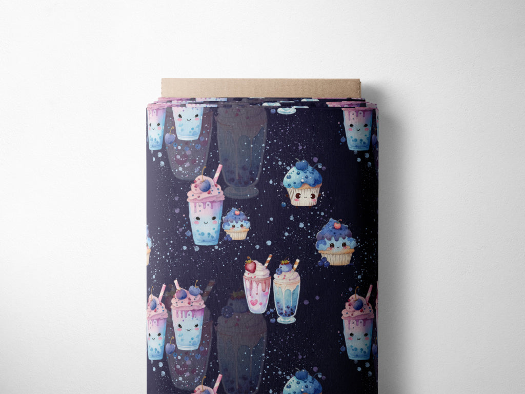 Lagerware: Bio Jersey „Berryliscious midnight“ exklusive Eigenproduktion Bio Jersey, 95% Baumwolle, 5% Elasthan,