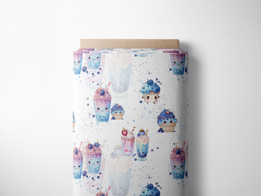Lagerware: Bio Jersey „Berryliscious white“ exklusive Eigenproduktion Bio Jersey, 95% Baumwolle, 5% Elasthan, 210g/m²,