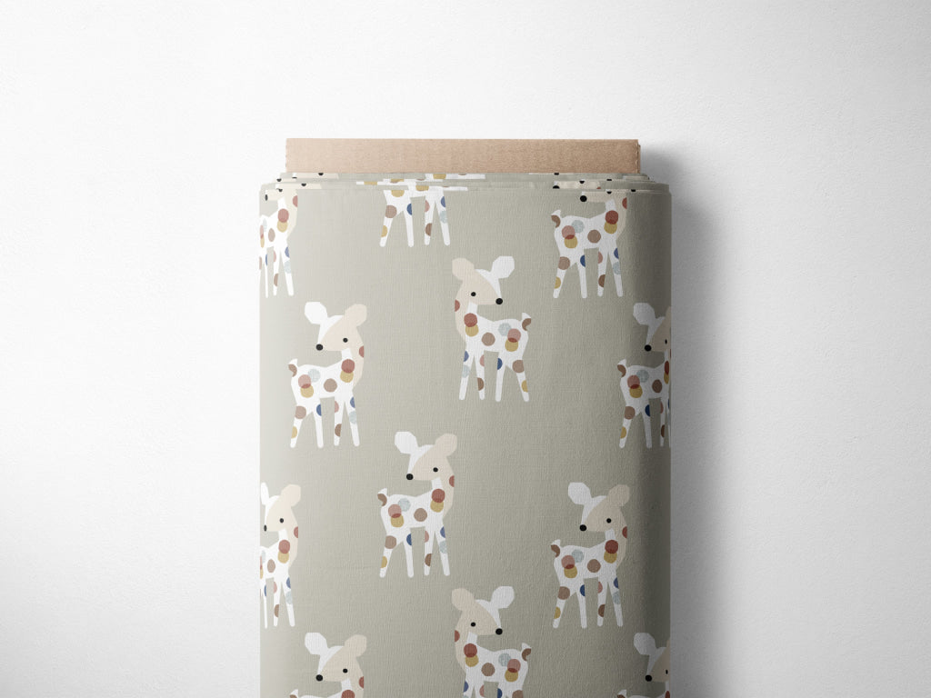 Lagerware: Bio Jersey „Rehkitz“ exklusive Eigenproduktion Bio Jersey, 95% Baumwolle, 5% Elasthan, 210g/m², Länge: 50cm,