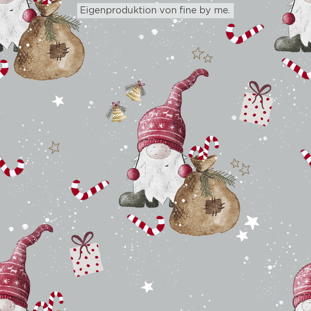 Stoffübersicht „Weihnachtswichtel grau"