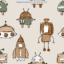 Lade das Bild in den Galerie-Viewer, Lagerware: Bio-Sommersweat „Dotty Robots“, exklusive Eigenproduktion

