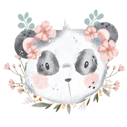 Bügelbild "Floral Panda" in 6 verschiedenen Größen