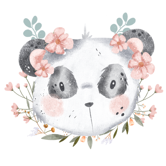 Bügelbild "Floral Panda" in 6 verschiedenen Größen