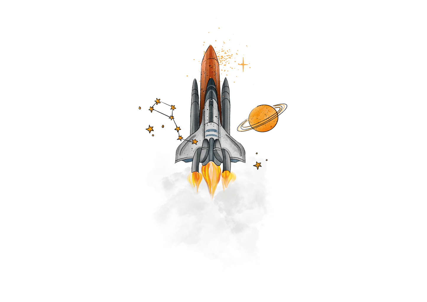 Bügelbild "Raketenstart" in 6 verschiedenen Größen