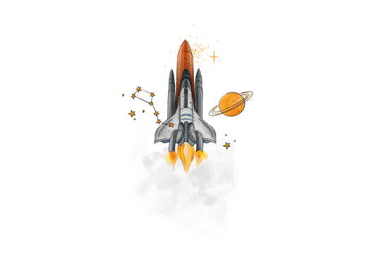 Bügelbild "Raketenstart" in 6 verschiedenen Größen