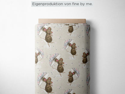Stoffübersicht „Die fröhliche Maus beige“