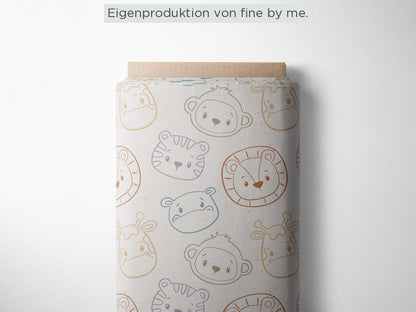 RESTSTÜCK 130cm Bio Jersey „Cute Safari colourful“ exklusive Eigenproduktion Bio Jersey, 95% Baumwolle, 5% Elasthan,