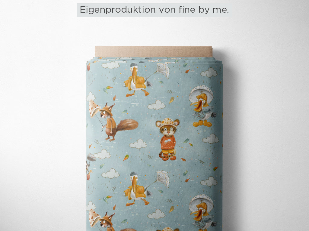 Lagerware: Bio Sommersweat „Spaß im Regen“ exklusive Eigenproduktion Bio Sommersweat, 95% Baumwolle, 5% Elasthan,