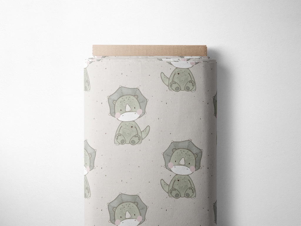 Lagerware: Bio Jersey „Kleiner Dino“ exklusive Eigenproduktion Bio Jersey, 95% Baumwolle, 5% Elasthan, 210g/m², Länge: