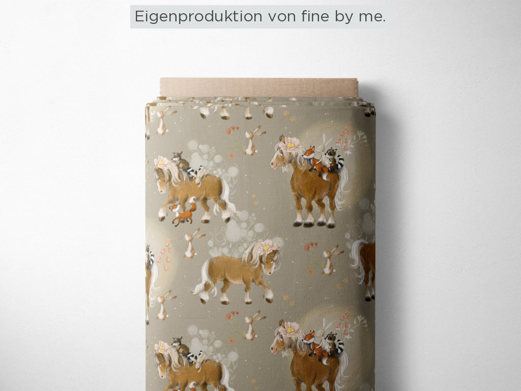 Lagerware: Bio Sommersweat „Tierfreunde“ exklusive Eigenproduktion Bio Jersey, 95% Baumwolle, 5% Elasthan, 260g/m²,