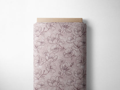 Lagerware: Bio Jersey „Sakura lilac“ exklusive Eigenproduktion Bio Jersey, 95% Baumwolle, 5% Elasthan, 210g/m², Länge: