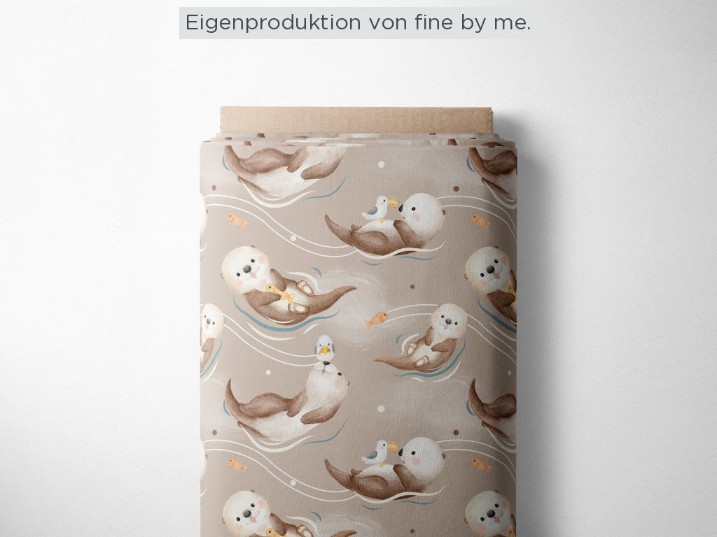 RESTSTÜCK 135cm Bio Jersey „Otterly Adorable“ exklusive Eigenproduktion Bio Jersey, 95% Baumwolle, 5% Elasthan,
