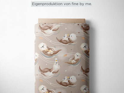 RESTSTÜCK 135cm Bio Jersey „Otterly Adorable“ exklusive Eigenproduktion Bio Jersey, 95% Baumwolle, 5% Elasthan,