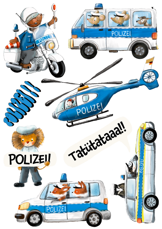 Bügelbilder-Set: "Polizeieinsatz", A5- oder A4-Bogen