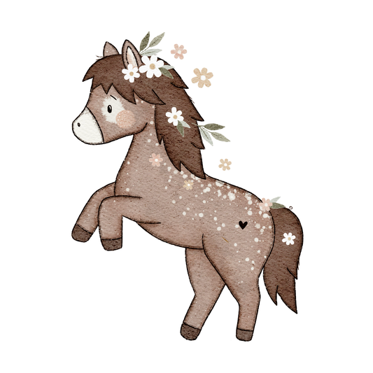 Bügelbild "Blumenpony" in 6 verschiedenen Größen