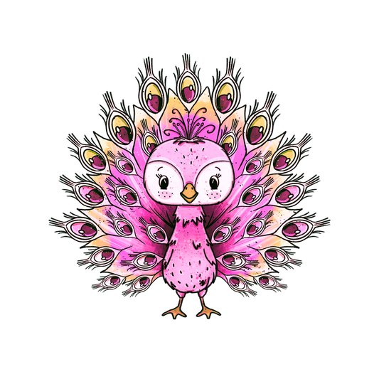 Bügelbild "Pfaulein pink" in 6 verschiedenen Größen