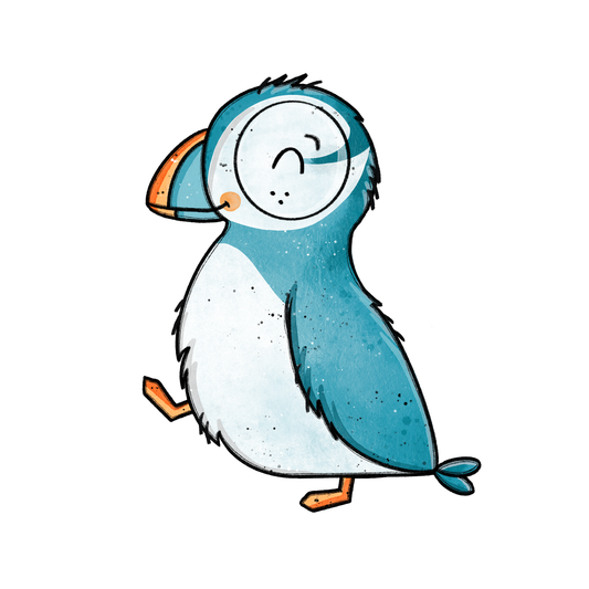 Bügelbild "Smiling Puffin mit Brille" in 6 verschiedenen Größen