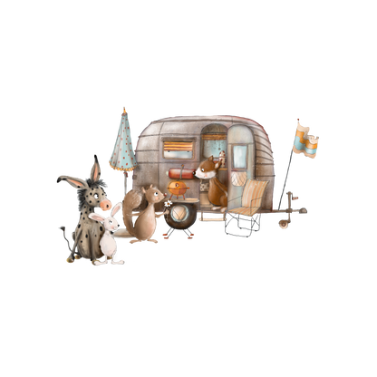 Bügelbild "Camping" in 6 verschiedenen Größen