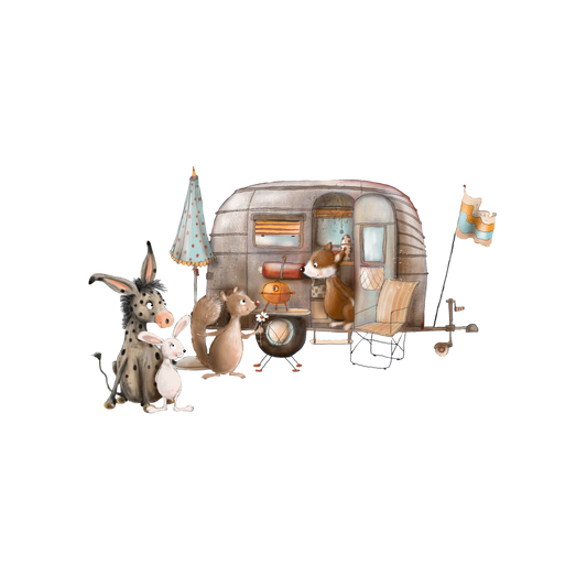 Bügelbild "Camping" in 6 verschiedenen Größen
